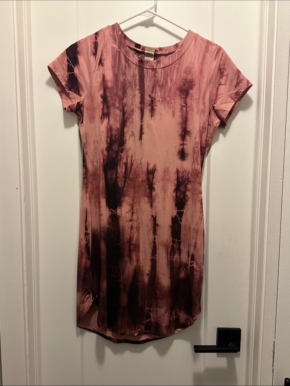 Tie-Dye Pink & Black Short Sleeve Women's Dress